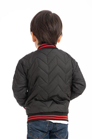 Erkek Çocuk Kolej Yaka Astarlı Su Ve Rüzgar Geçirmez Fermuarlı Mont Ceket