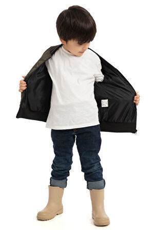 Erkek Çocuk Kolej Yaka Astarlı Su Ve Rüzgar Geçirmez Fermuarlı Mont Ceket