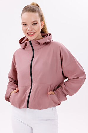 Kadın Kapüşonlu Su Ve Rüzgar Geçirmez Oversize Yağmurluk - Rüzgarlık