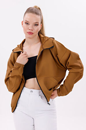 Kadın Kapüşonlu Su Ve Rüzgar Geçirmez Oversize Yağmurluk - Rüzgarlık