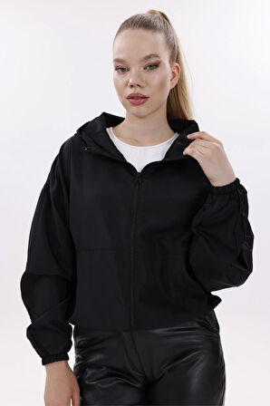 Kadın Kapüşonlu Su Ve Rüzgar Geçirmez Oversize Yağmurluk - Rüzgarlık