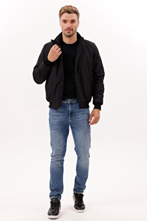 Erkek Astarlı Dik Yaka Mevsimlik Su Ve Rüzgar Geçirmez Mont