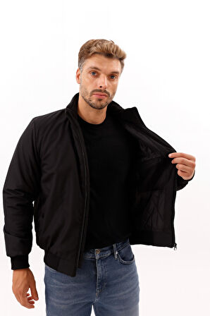 Erkek Astarlı Dik Yaka Mevsimlik Su Ve Rüzgar Geçirmez Mont