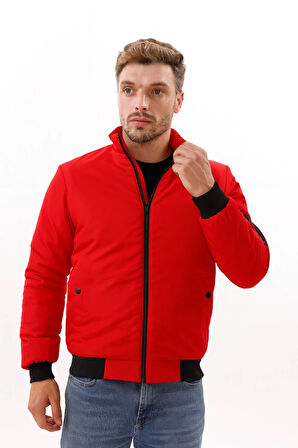 Erkek Astarlı Dik Yaka Mevsimlik Su Ve Rüzgar Geçirmez Mont