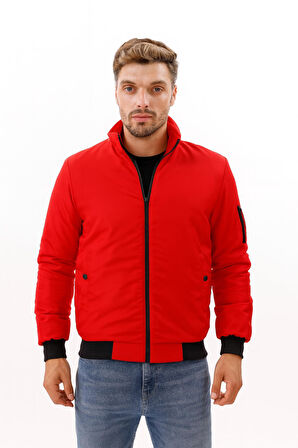 Erkek Astarlı Dik Yaka Mevsimlik Su Ve Rüzgar Geçirmez Mont