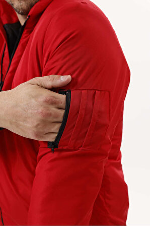 Erkek Astarlı Dik Yaka Mevsimlik Su Ve Rüzgar Geçirmez Mont