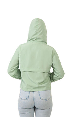 Kadın Su Geçirmez Ve Rüzgara Dayanıklı Kapüşonlu Çıt Çıtlı Mevsimlik Yağmurluk