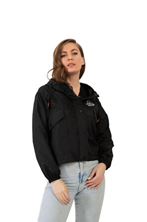 Kadın Su Geçirmez Ve Rüzgara Dayanıklı Kapüşonlu Çıt Çıtlı Mevsimlik Yağmurluk