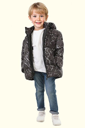 Erkek Çocuk Çıkabilir Kapüşonlu Su Ve Rüzgar Geçirmez Kışlık Şişme Mont & Kaban & Parka