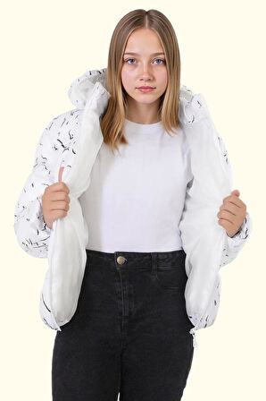 Kız Çocuk Çıkabilir Kapüşonlu Su Ve Rüzgar Geçirmez Kışlık Şişme Mont & Kaban & Parka