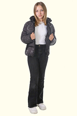 Kız Çocuk Çıkabilir Kapüşonlu Su Ve Rüzgar Geçirmez Kışlık Şişme Mont & Kaban & Parka