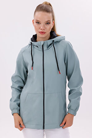 Kadın Su Geçirmez Ve Rüzgara Dayanıklı Astarlı Kapüşonlu Yağmurluk - Rüzgarlık