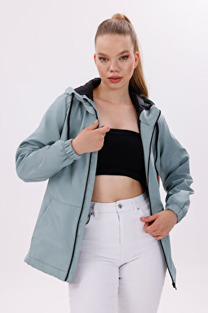 Kadın Su Geçirmez Ve Rüzgara Dayanıklı Astarlı Kapüşonlu Yağmurluk - Rüzgarlık