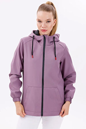 Kadın Su Geçirmez Ve Rüzgara Dayanıklı Astarlı Kapüşonlu Yağmurluk - Rüzgarlık