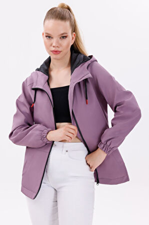 Kadın Su Geçirmez Ve Rüzgara Dayanıklı Astarlı Kapüşonlu Yağmurluk - Rüzgarlık