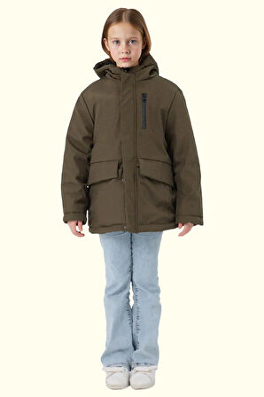 Kız Çocuk Kürklü Su Ve Rüzgar Geçirmez Kapüşonlu 3 Kışlık Mont & Kaban & Parka