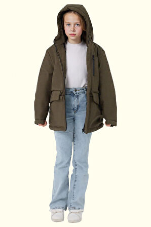 Kız Çocuk Kürklü Su Ve Rüzgar Geçirmez Kapüşonlu 3 Kışlık Mont & Kaban & Parka