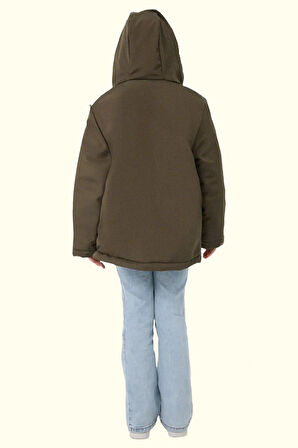 Kız Çocuk Kürklü Su Ve Rüzgar Geçirmez Kapüşonlu 3 Kışlık Mont & Kaban & Parka