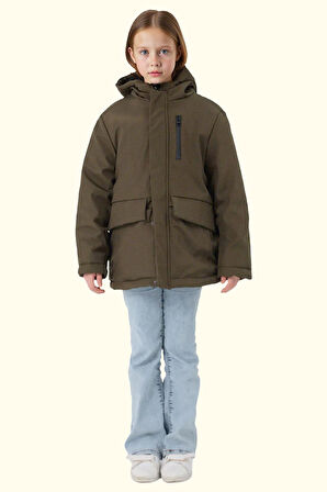 Kız Çocuk Kürklü Su Ve Rüzgar Geçirmez Kapüşonlu 3 Kışlık Mont & Kaban & Parka