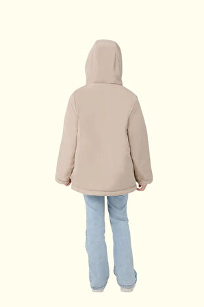 Kız Çocuk Kürklü Su Ve Rüzgar Geçirmez Kapüşonlu 3 Kışlık Mont & Kaban & Parka