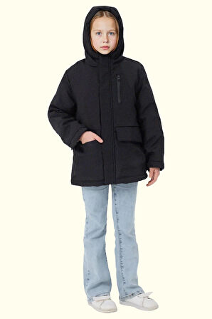 Kız Çocuk Kürklü Su Ve Rüzgar Geçirmez Kapüşonlu 3 Kışlık Mont & Kaban & Parka