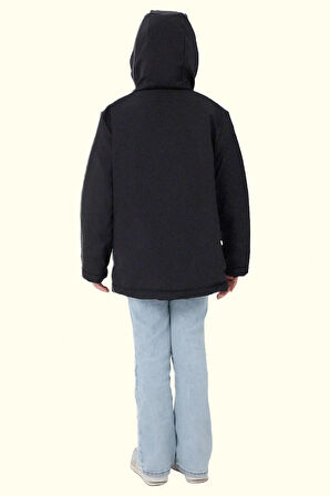 Kız Çocuk Kürklü Su Ve Rüzgar Geçirmez Kapüşonlu 3 Kışlık Mont & Kaban & Parka