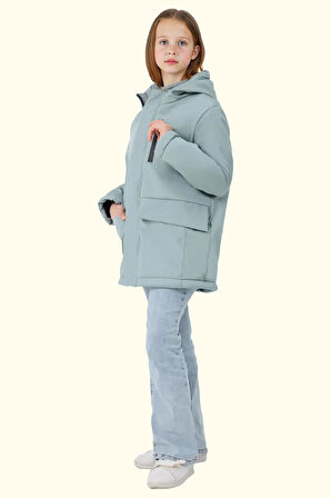 Kız Çocuk Kürklü Su Ve Rüzgar Geçirmez Kapüşonlu 3 Kışlık Mont & Kaban & Parka