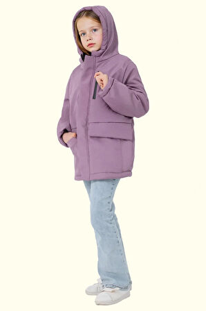 Kız Çocuk Kürklü Su Ve Rüzgar Geçirmez Kapüşonlu 3 Kışlık Mont & Kaban & Parka