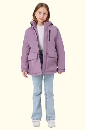 Kız Çocuk Kürklü Su Ve Rüzgar Geçirmez Kapüşonlu 3 Kışlık Mont & Kaban & Parka