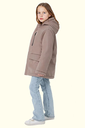 Kız Çocuk Kürklü Su Ve Rüzgar Geçirmez Kapüşonlu 3 Kışlık Mont & Kaban & Parka