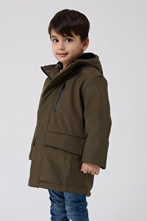 Erkek Çocuk Kürklü Su Ve Rüzgar Geçirmez Kapüşonlu 3 Kışlık Mont & Kaban & Parka