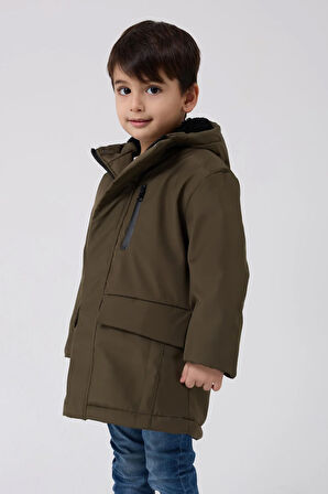 Erkek Çocuk Kürklü Su Ve Rüzgar Geçirmez Kapüşonlu 3 Kışlık Mont & Kaban & Parka