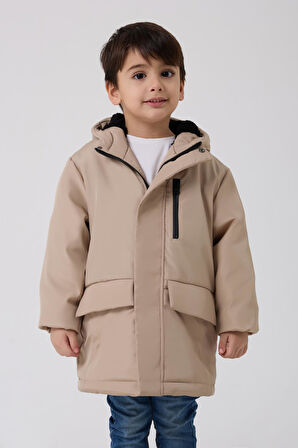 Erkek Çocuk Kürklü Su Ve Rüzgar Geçirmez Kapüşonlu 3 Kışlık Mont & Kaban & Parka