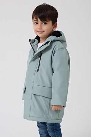 Erkek Çocuk Kürklü Su Ve Rüzgar Geçirmez Kapüşonlu 3 Kışlık Mont & Kaban & Parka