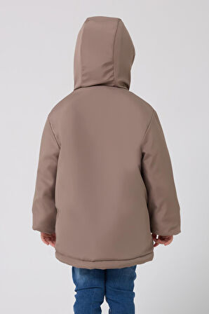 Erkek Çocuk Kürklü Su Ve Rüzgar Geçirmez Kapüşonlu 3 Kışlık Mont & Kaban & Parka