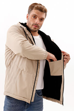 Erkek Kürklü Su Ve Rüzgar Geçirmez Kapüşonlu Kışlık Mont & Kaban & Parka