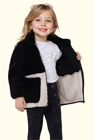 Kız Çocuk Peluş Fermuarlı Welsoft Kışlık Mont