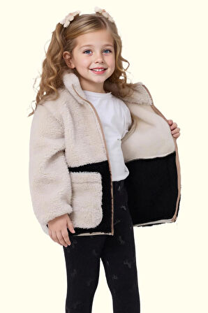 Kız Çocuk Peluş Fermuarlı Welsoft Kışlık Mont