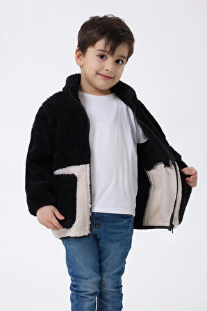 Erkek Çocuk Peluş Fermuarlı Welsoft Kışlık Mont