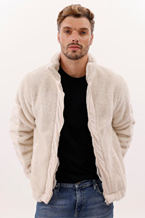 Erkek Peluş Rüzgar Geçirmez Welsoft Çift Kışlık Mont