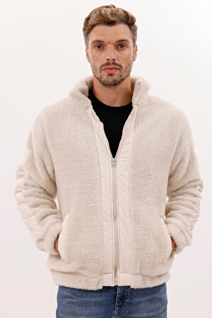 Erkek Peluş Rüzgar Geçirmez Welsoft Çift Kışlık Mont