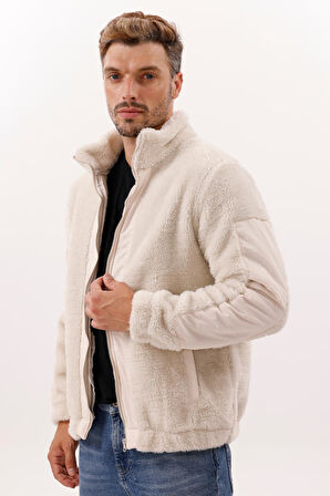 Erkek Peluş Rüzgar Geçirmez Welsoft Çift Kışlık Mont