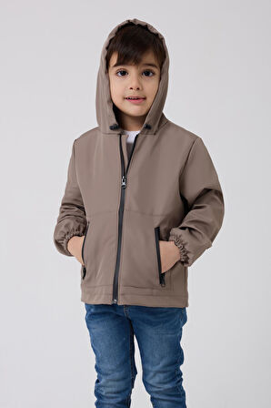 Erkek Çocuk Astarlı Su Ve Rüzgar Geçirmez Kapüşonlu Çift Fermuarlı Yağmurluk