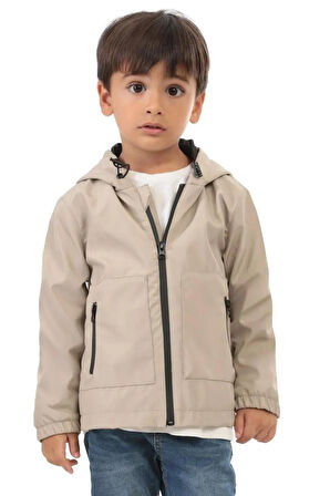 Erkek Çocuk Astarlı Su Ve Rüzgar Geçirmez Kapüşonlu Çift Fermuarlı Yağmurluk