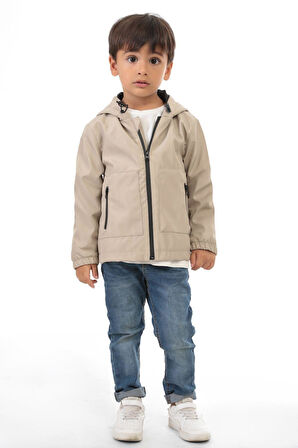 Erkek Çocuk Astarlı Su Ve Rüzgar Geçirmez Kapüşonlu Çift Fermuarlı Yağmurluk