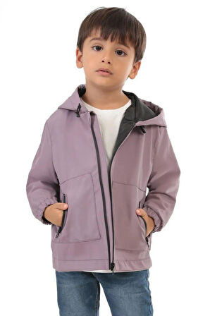 Erkek Çocuk Astarlı Su Ve Rüzgar Geçirmez Kapüşonlu Çift Fermuarlı Yağmurluk