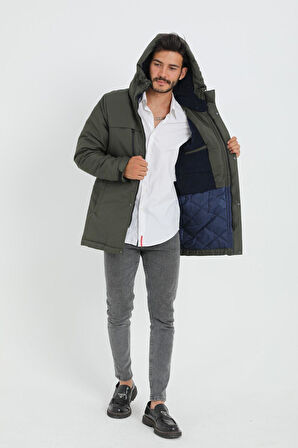 Spor Erkek Taş Içi Polarlı Su Ve Rüzgar Geçirmez Kapüşonlu  Mont & Kaban & Parka