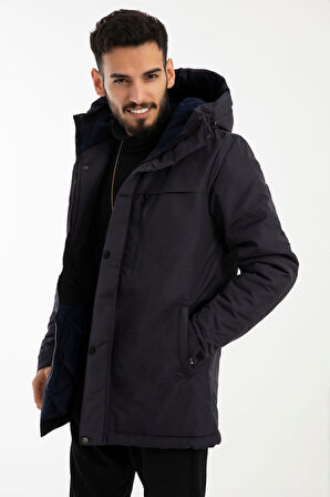 Spor Erkek Taş Içi Polarlı Su Ve Rüzgar Geçirmez Kapüşonlu  Mont & Kaban & Parka