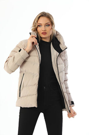 Spor Kadın Taş Içi Polarlı Kapüşonlu Su Geçirmez Rüzgara Dayanıklı   Mont & Kaban & Parka