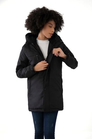 Spor Kadın Lacivert Içi Polarlı Su Ve Rüzgar Geçirmez Kapüşonlu  Mont Kaban Parka S-FMP-K-105 Siyah 2XL